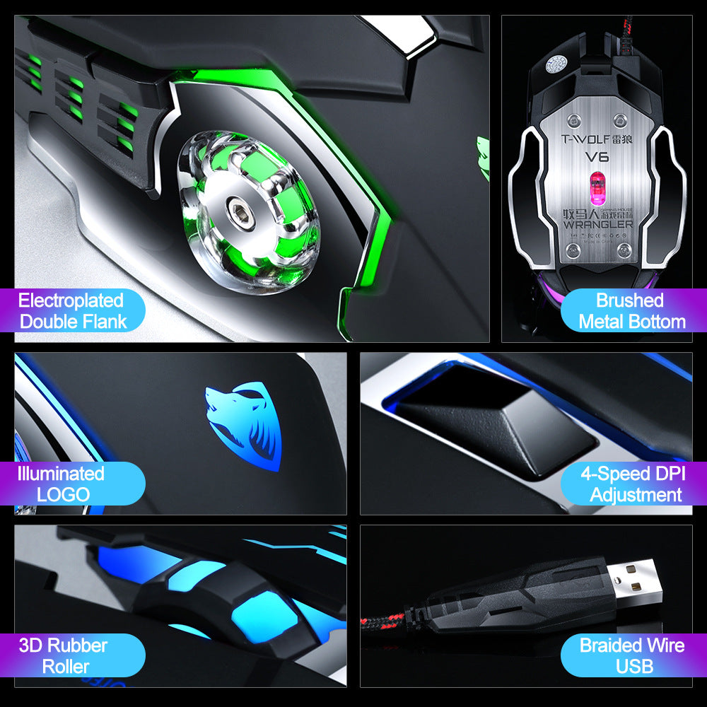 English Mechanical Game Wired Mouse E-sports Desktop Computer Internet