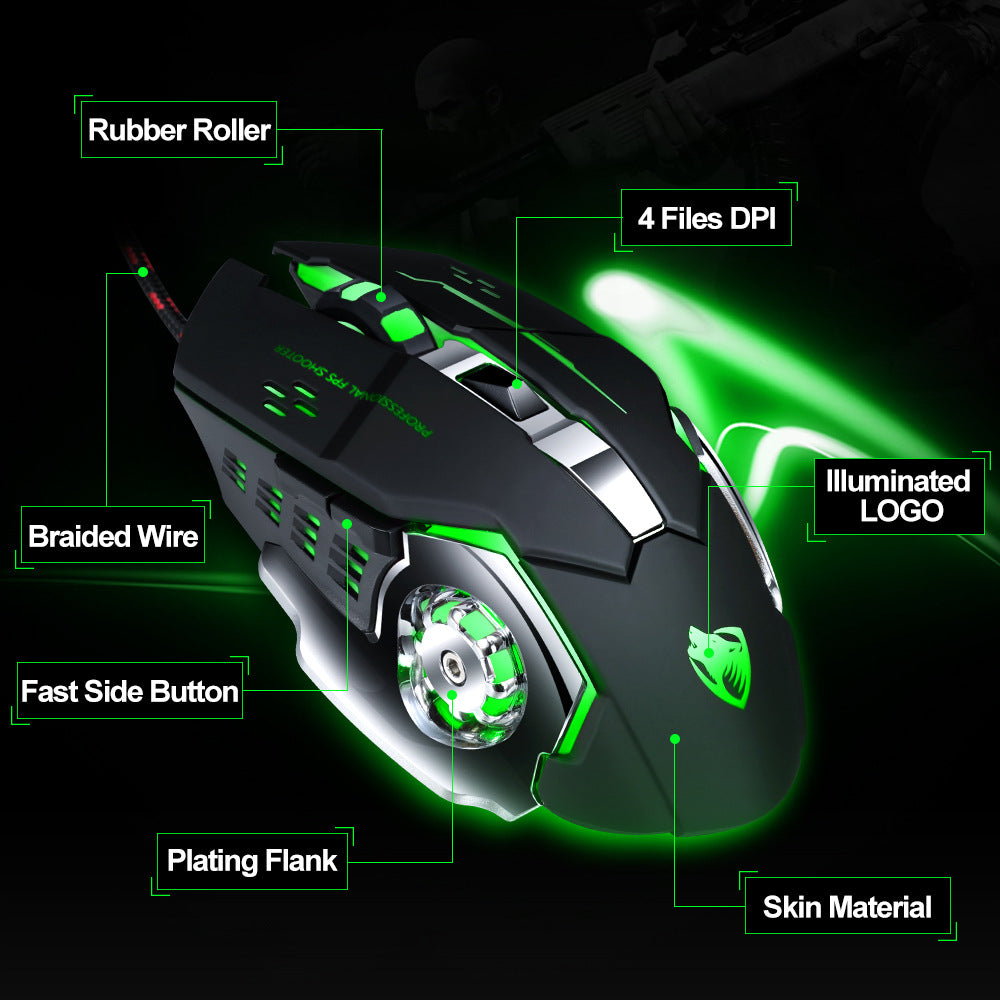 English Mechanical Game Wired Mouse E-sports Desktop Computer Internet