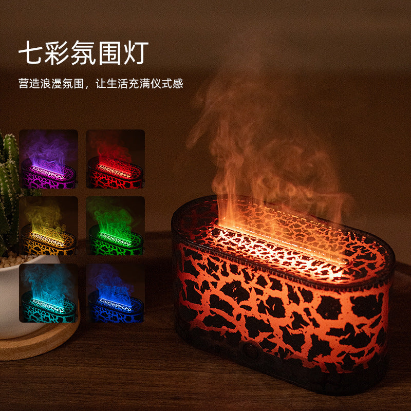 Cross-border Simulation Crack Flame Aromatherapy Machine Desktop Mute Essential Oil Aromatherapy Humidifier Simulation Lava Humidifier