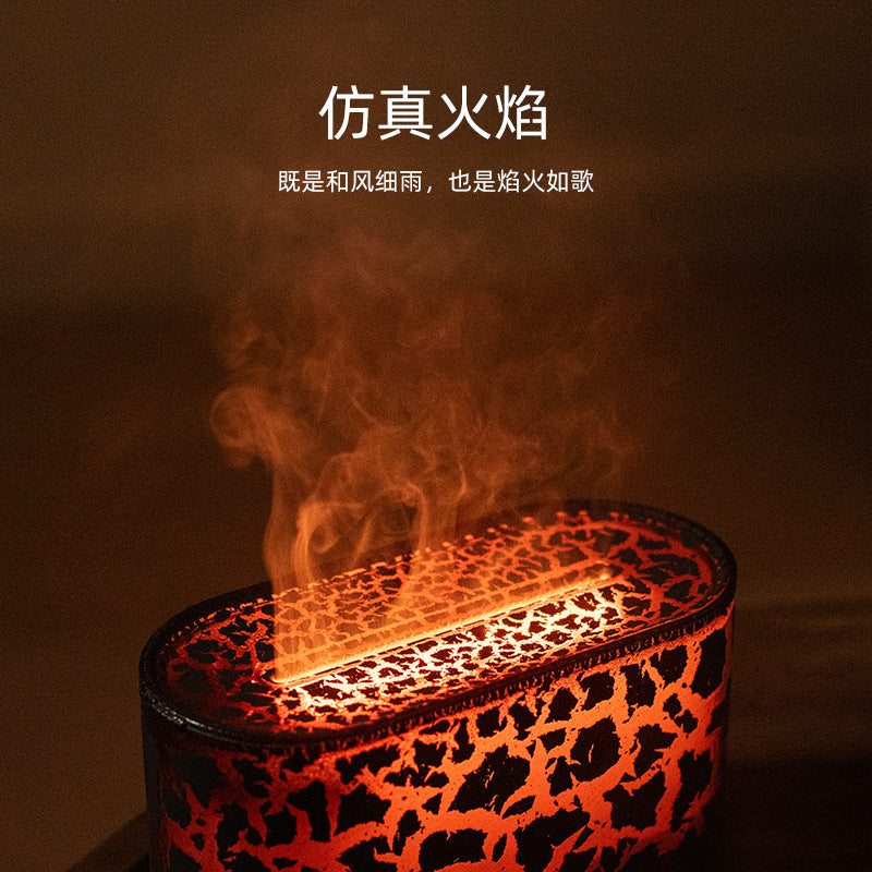 Cross-border Simulation Crack Flame Aromatherapy Machine Desktop Mute Essential Oil Aromatherapy Humidifier Simulation Lava Humidifier