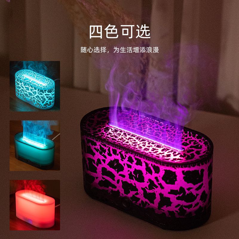Cross-border Simulation Crack Flame Aromatherapy Machine Desktop Mute Essential Oil Aromatherapy Humidifier Simulation Lava Humidifier