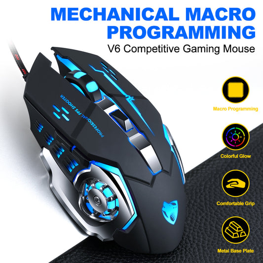 English Mechanical Game Wired Mouse E-sports Desktop Computer Internet