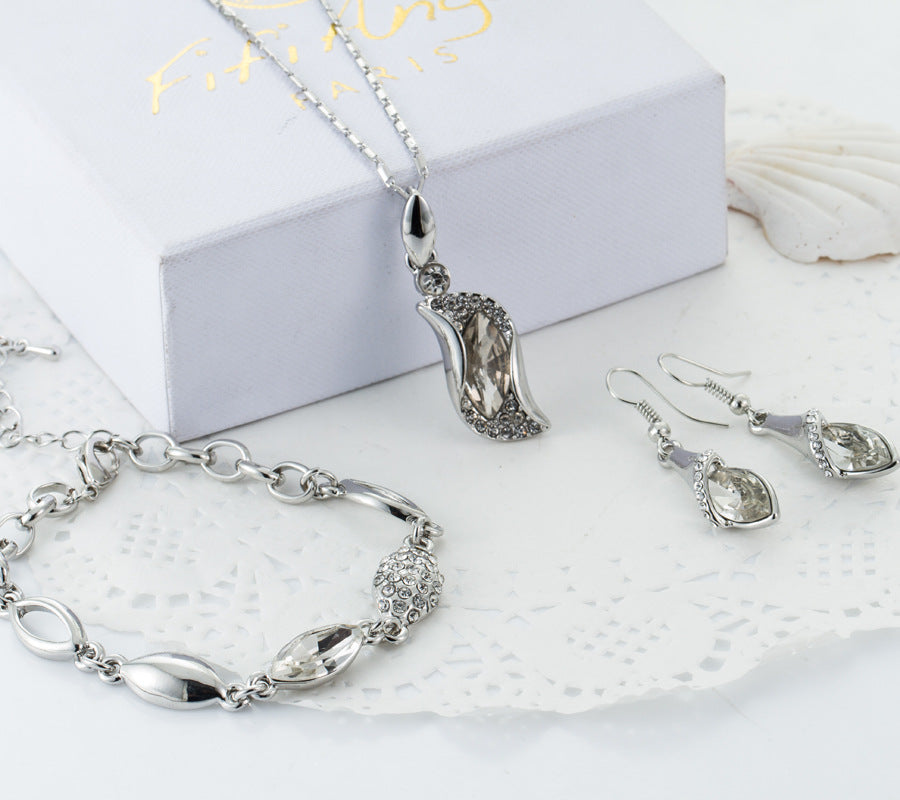 European And American Jewelry Set Crystal Flash Diamond Austrian
