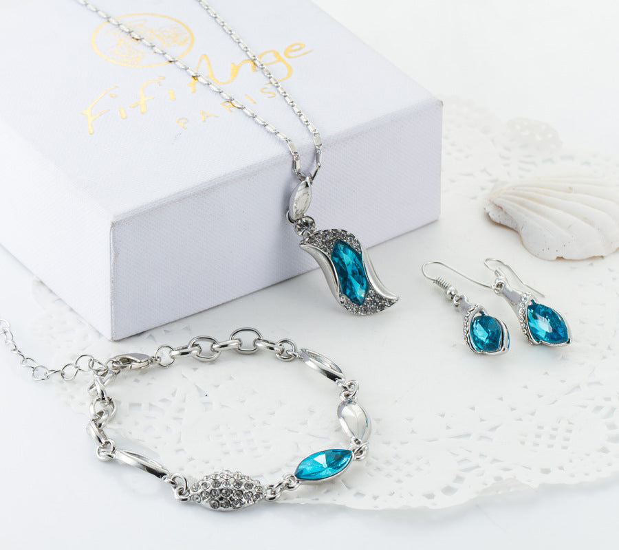 European And American Jewelry Set Crystal Flash Diamond Austrian