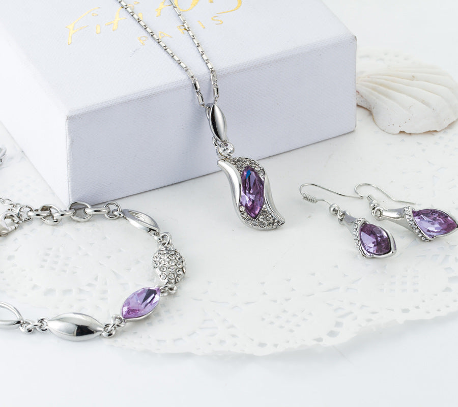 European And American Jewelry Set Crystal Flash Diamond Austrian