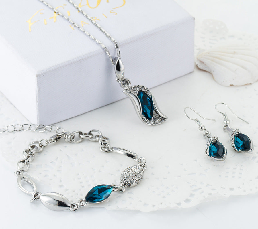 European And American Jewelry Set Crystal Flash Diamond Austrian