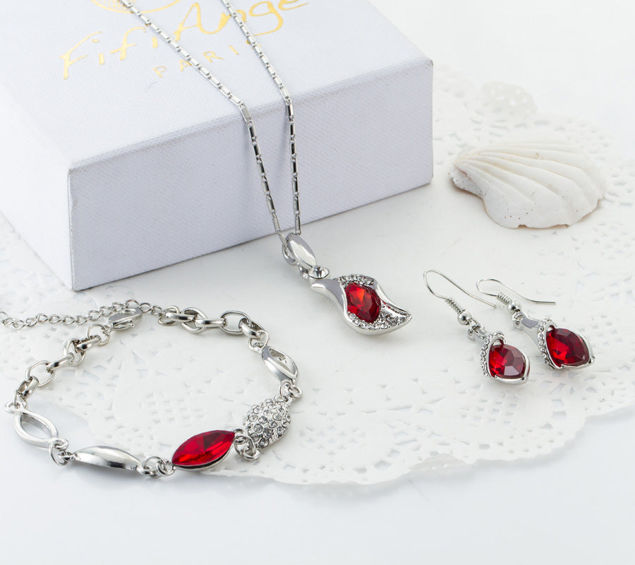 European And American Jewelry Set Crystal Flash Diamond Austrian