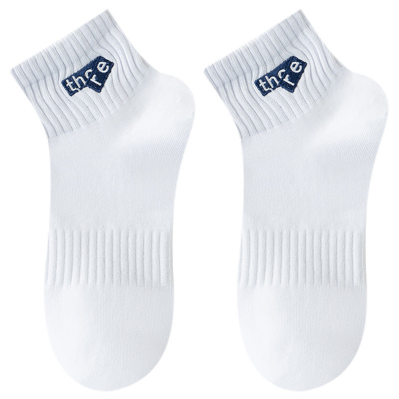 Zhuji Men's Socks Short Socks Men's Summer Thin Odor-proof Sweat-absorbent Sports Boys White Summer Mid-tube Socks Fashionable Socks