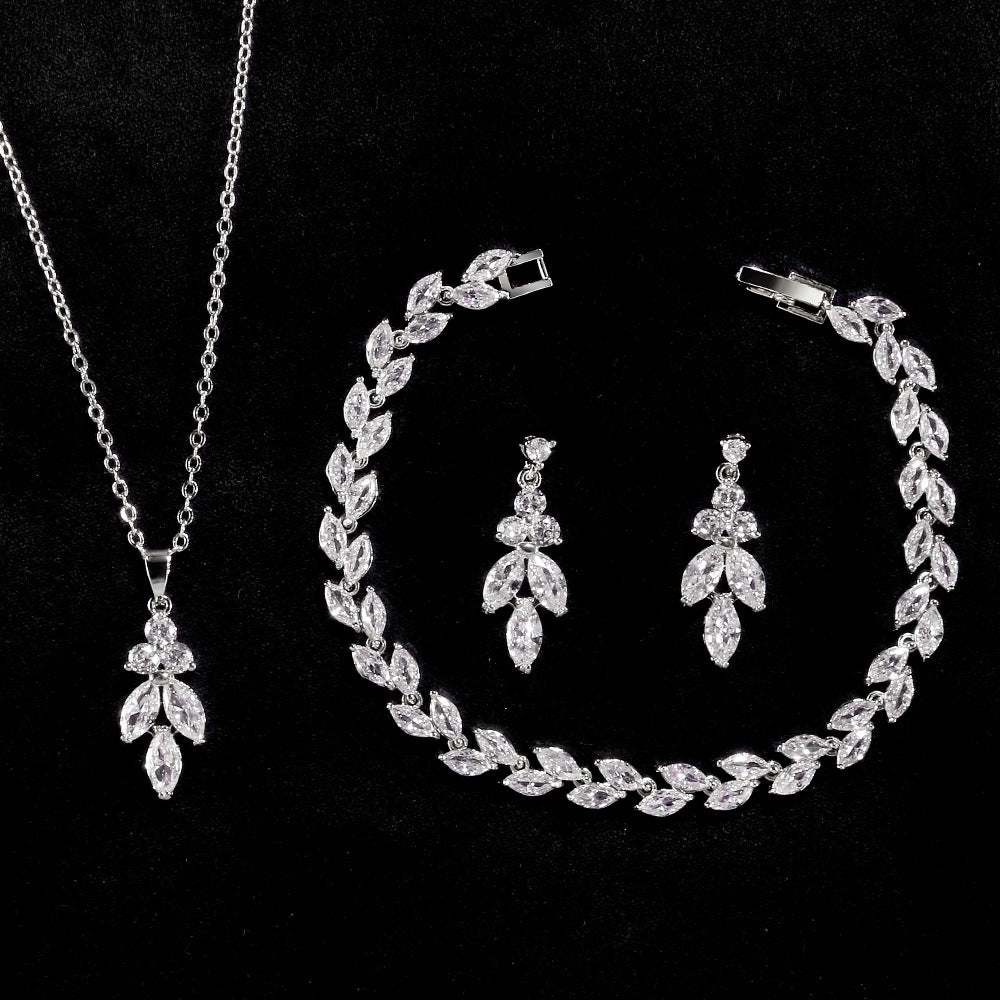 Ladies Necklace Hand Jewelry Earrings Jewelry Set Exquisite Micro Inlaid Zircon Bridal Accessories