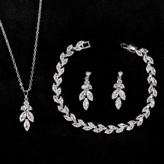 Ladies Necklace Hand Jewelry Earrings Jewelry Set Exquisite Micro Inlaid Zircon Bridal Accessories