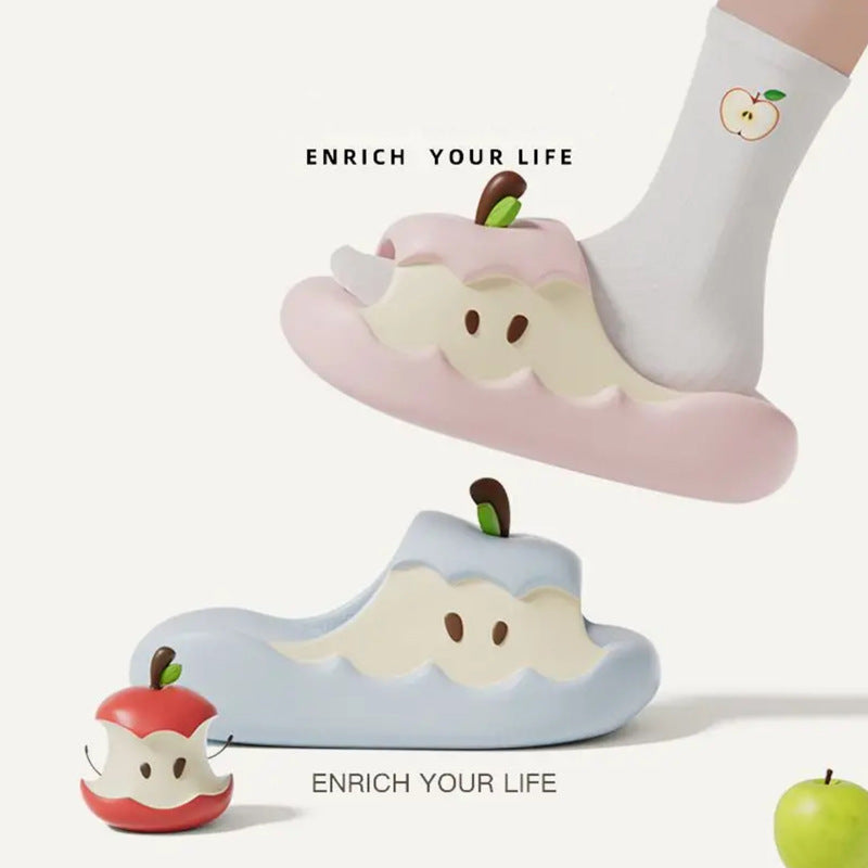 2025 Apple Slippers Women's Summer 2025 New Ins Cute Home Couple Thick Bottom Dormitory Sandals For Outer Wear
