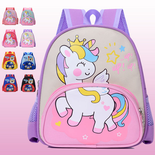 Children's School Bag 2024 New Cartoon Unicorn Kindergarten Girls' Backpack Cute Baby Lightweight Backpack