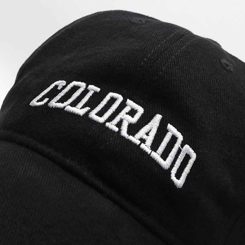 Colo Four Seasons Casual Retro Baseball Cap For Men And Women Korean Version Letter Embroidery Soft Top Brushed Face-Slimming Duckbill Cap