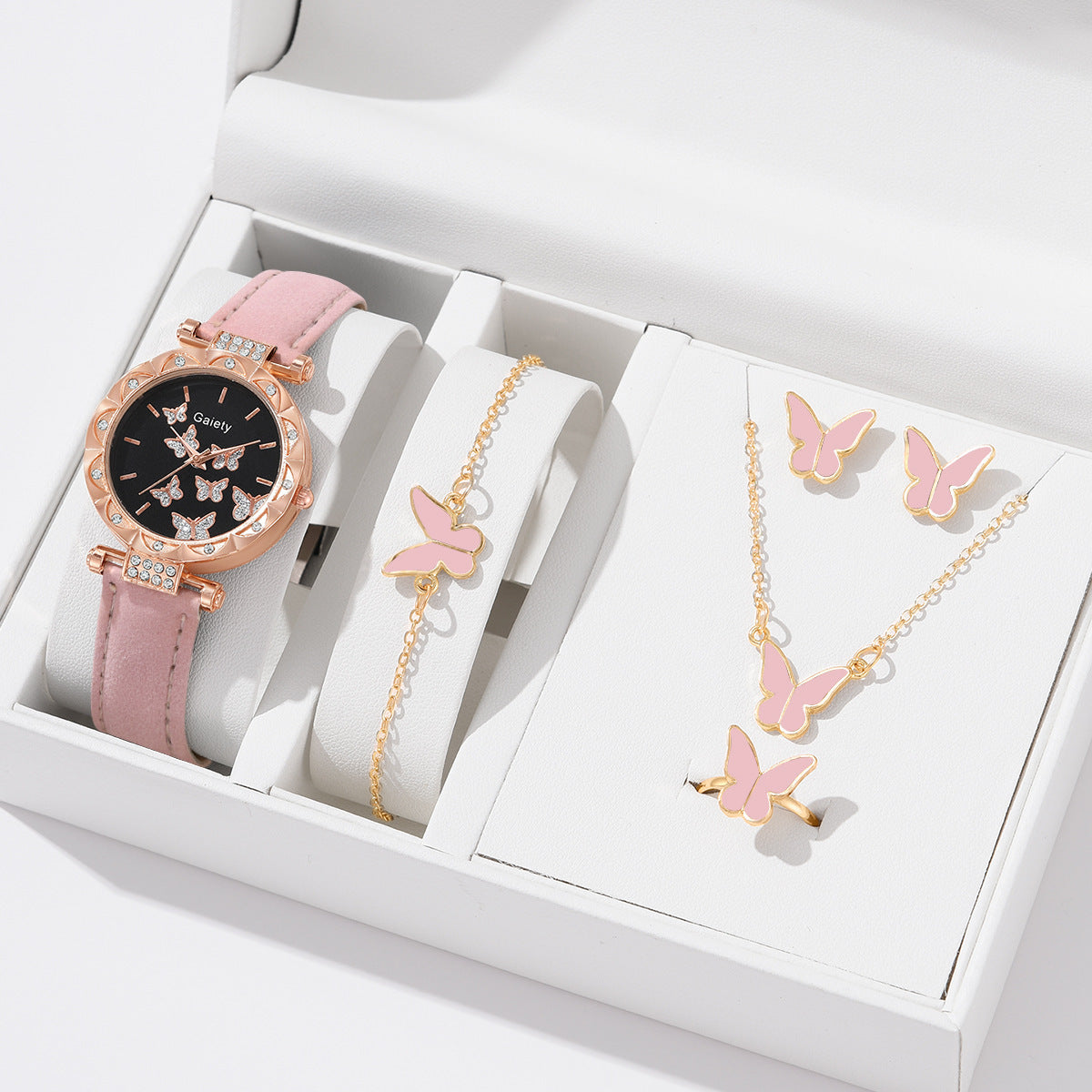 New TikTok Popular Women's Watch Fashion Personality Simple Watch Butterfly Digital Belt Watch Set