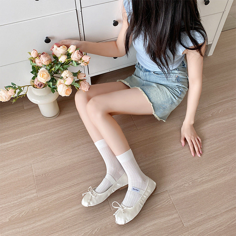 Ballet Style Calf Socks Summer Thin Mesh Breathable Stockings Women's Miu Style Japanese Style Jk Lolita Pile Stockings