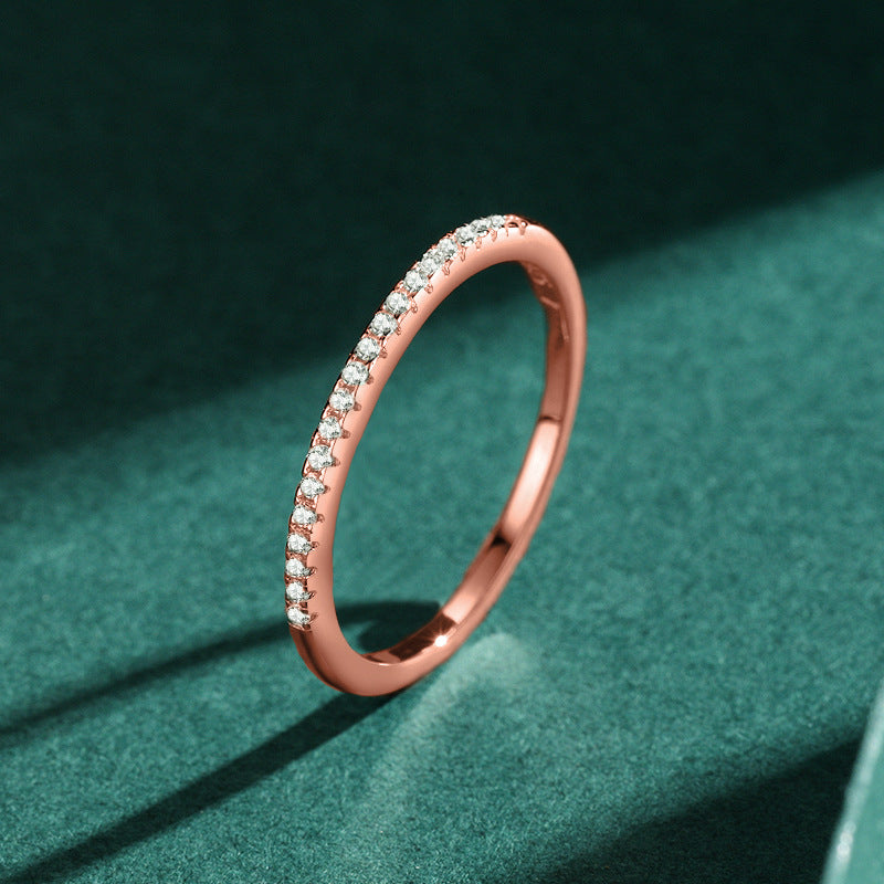 Modian S925 Sterling Silver Simple Row Of Diamond Ring Women's Japanese Style Accessible Luxury Fashion Cold Style Zircon Ring Thin Ring Bracelet