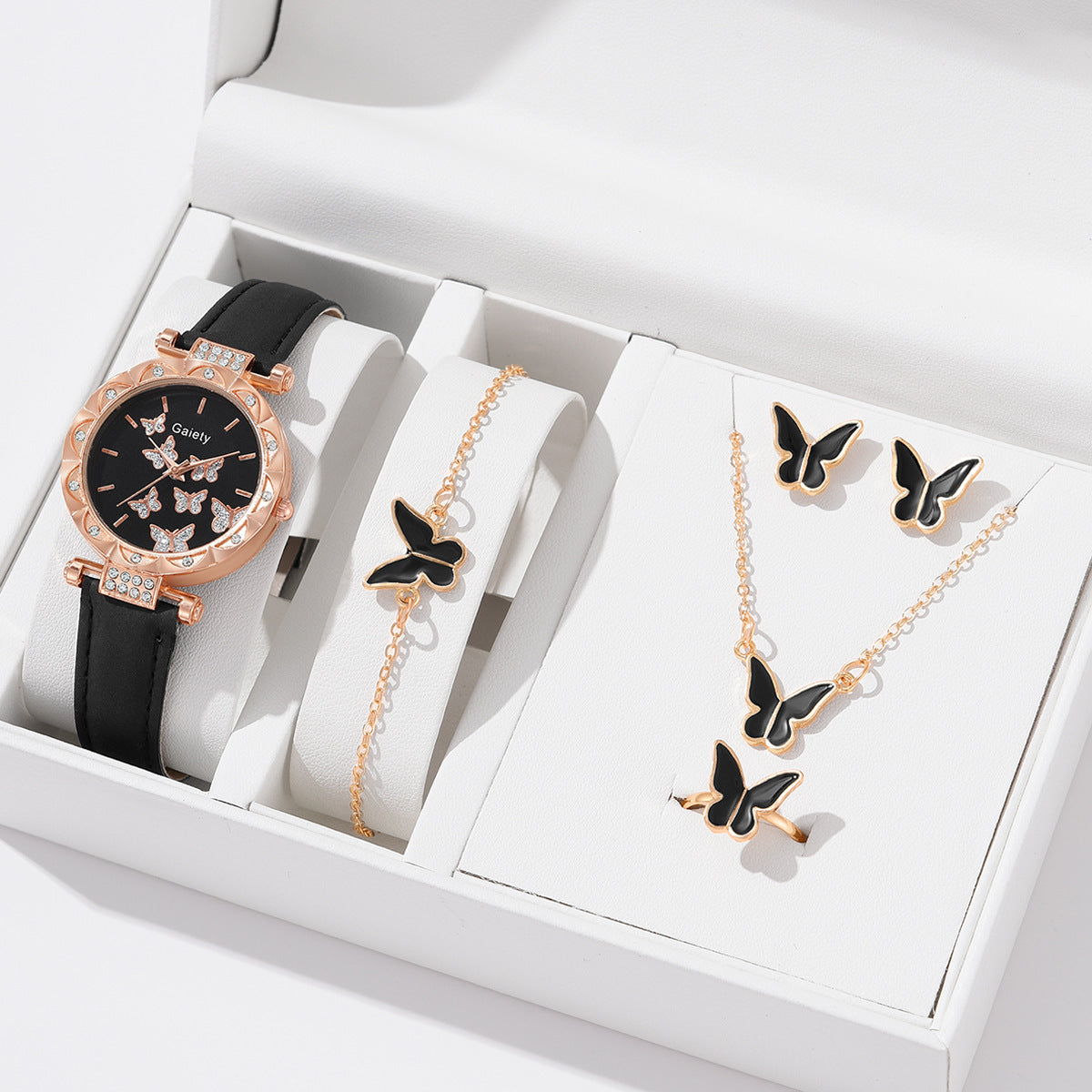 New TikTok Popular Women's Watch Fashion Personality Simple Watch Butterfly Digital Belt Watch Set