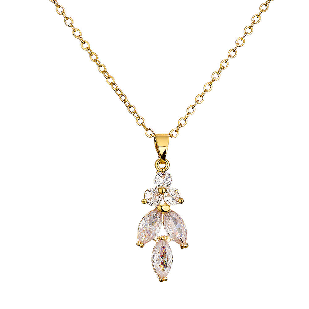 Ladies Necklace Hand Jewelry Earrings Jewelry Set Exquisite Micro Inlaid Zircon Bridal Accessories