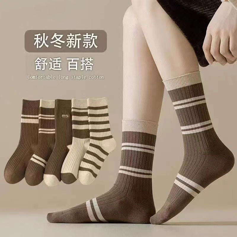Xinjiang Cotton Socks Children's Autumn And Winter Maillard Mid-barrel Stacking Socks Anti-odor Sweat-absorbent Autumn Socks Long-barrel Heating Socks