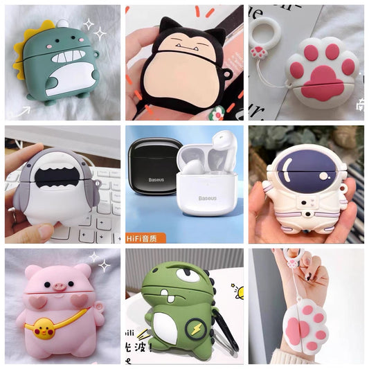Suitable For Baseus E3 Earphone Cover Silicone Cartoon Soft Shell Couple Anti-fall Baseus E3 Protective Box Soft Cute Trendy