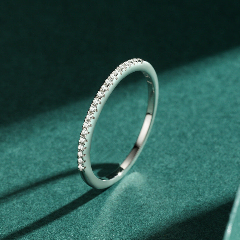 Modian S925 Sterling Silver Simple Row Of Diamond Ring Women's Japanese Style Accessible Luxury Fashion Cold Style Zircon Ring Thin Ring Bracelet