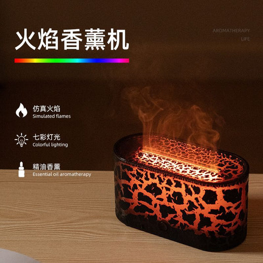 Cross-border Simulation Crack Flame Aromatherapy Machine Desktop Mute Essential Oil Aromatherapy Humidifier Simulation Lava Humidifier
