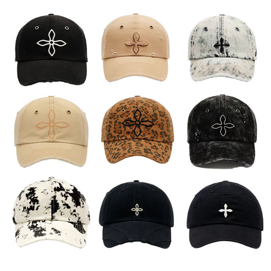 Smkk Cross Classic Denim Baseball Cap Embroidered Old Casual Hat Sports Soft Top Peaked Cap Collection For Men And Women