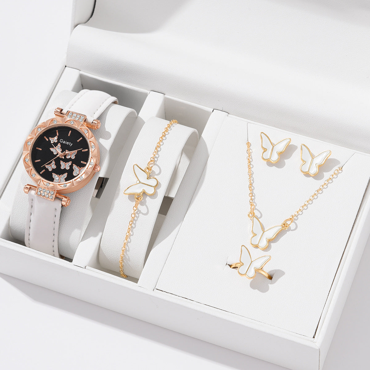 New TikTok Popular Women's Watch Fashion Personality Simple Watch Butterfly Digital Belt Watch Set