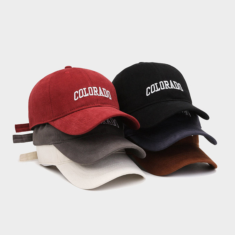 Colo Four Seasons Casual Retro Baseball Cap For Men And Women Korean Version Letter Embroidery Soft Top Brushed Face-Slimming Duckbill Cap