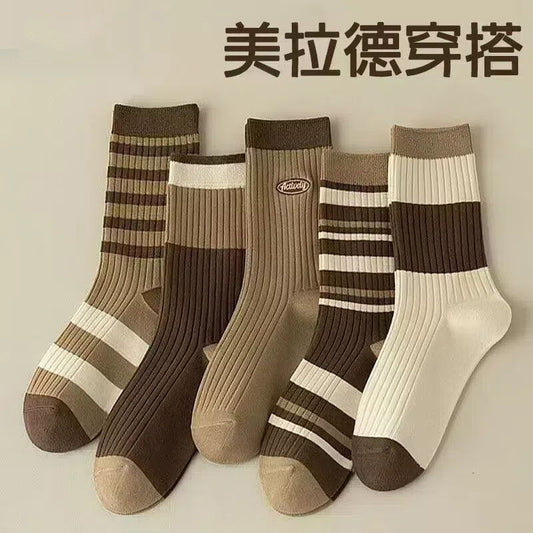 Xinjiang Cotton Socks Children's Autumn And Winter Maillard Mid-barrel Stacking Socks Anti-odor Sweat-absorbent Autumn Socks Long-barrel Heating Socks
