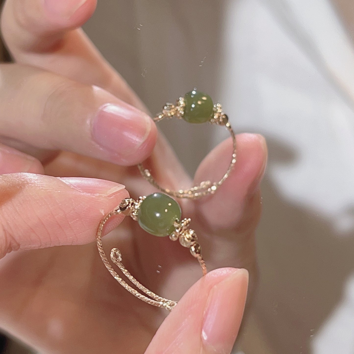 Little Red Book Popular New Chinese Style Imitation Chalcedony Ring Female Ins Trendy Cold Wind Open Adjustable Index Finger Ring