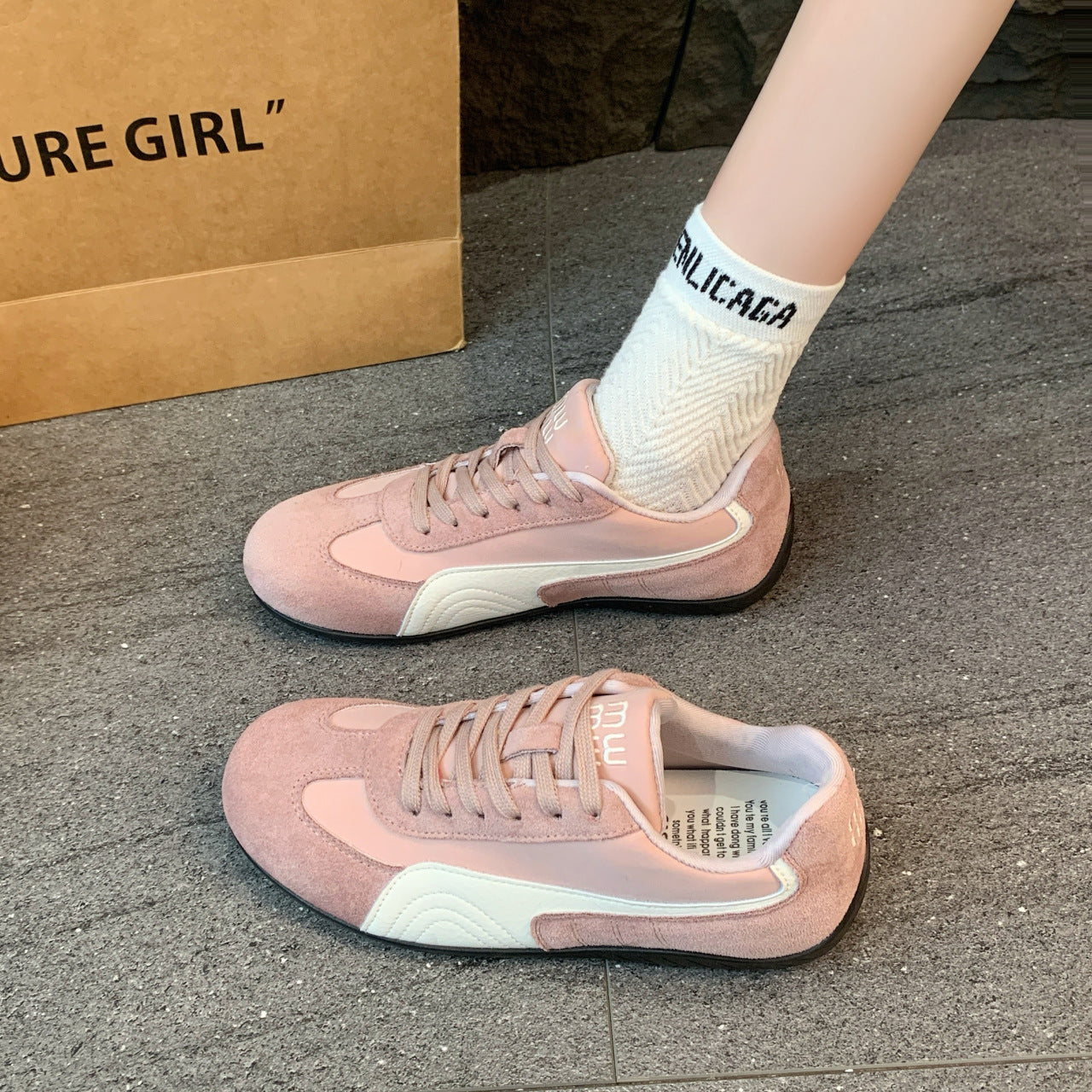 2025 White Shoes Women's Training Casual Lace-up Running Ins Sneaker All-match Flat Sneakers Retro German Training Shoes