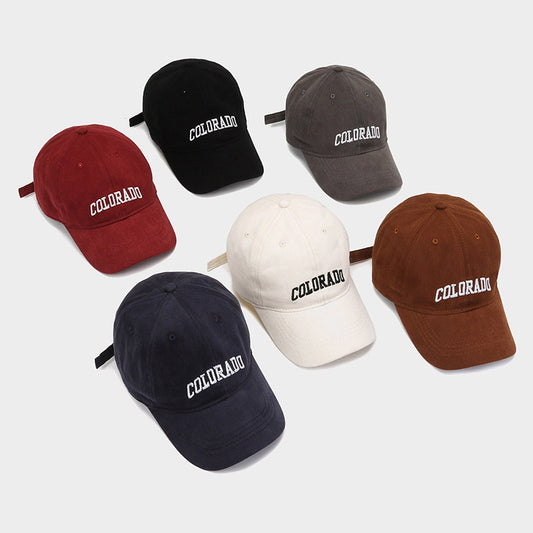 Colo Four Seasons Casual Retro Baseball Cap For Men And Women Korean Version Letter Embroidery Soft Top Brushed Face-Slimming Duckbill Cap