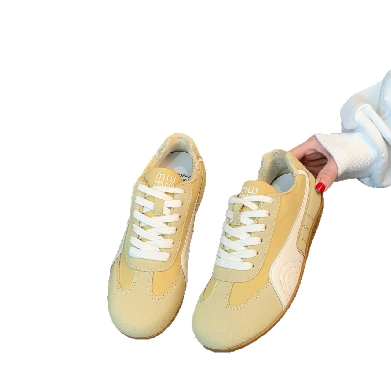 2025 White Shoes Women's Training Casual Lace-up Running Ins Sneaker All-match Flat Sneakers Retro German Training Shoes