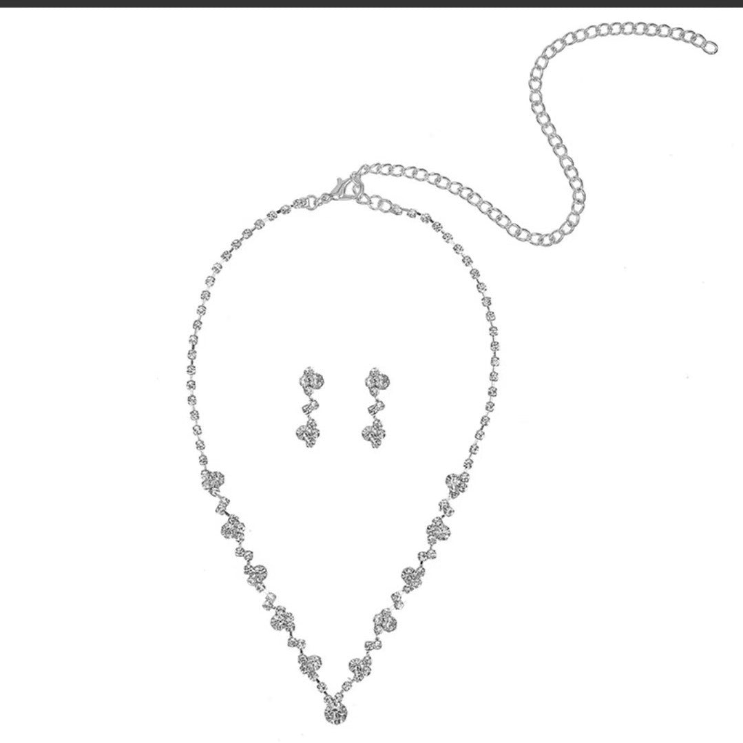 Brilliant Diamond Necklace Earrings Bride Wedding Jewelry Fashion Claw Chain Wedding Party Dress Suit Factory Wholesale