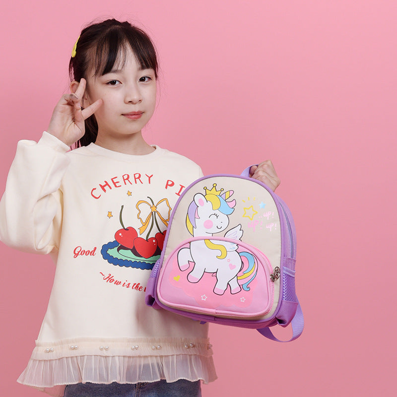 Children's School Bag 2024 New Cartoon Unicorn Kindergarten Girls' Backpack Cute Baby Lightweight Backpack