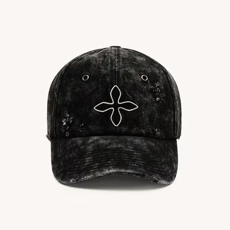Smkk Cross Classic Denim Baseball Cap Embroidered Old Casual Hat Sports Soft Top Peaked Cap Collection For Men And Women