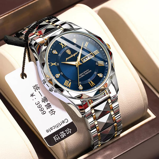 Genuine Goods Men's Watch Waterproof Luminous Fashion Business Watch Men's Double Calendar Quartz Watch Men's Watch