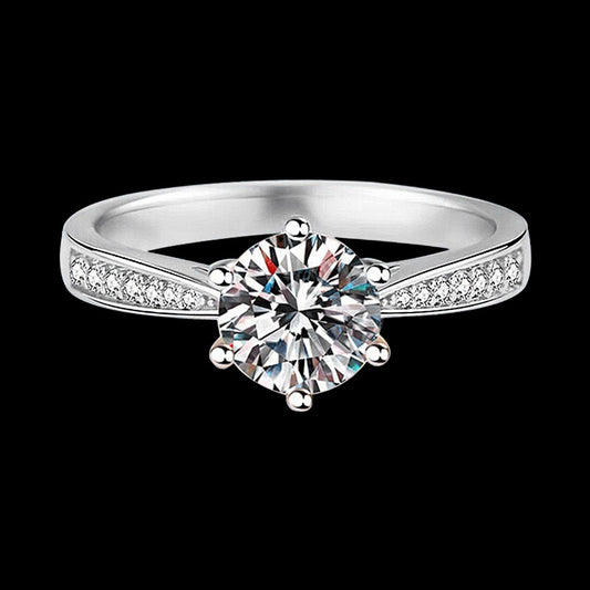 Hot TikTok Online Celebrous Live Eight Heart Eight Arrows Imitation Moissanite 1 Karat Ring Women's Six Claw Wedding Ring Open Wholesale