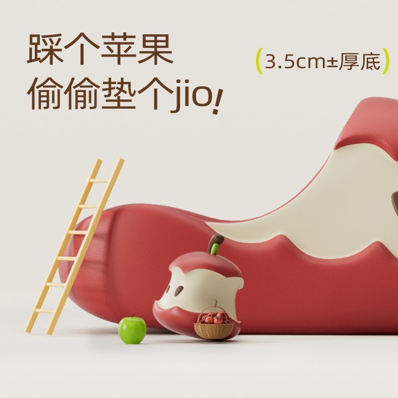 2025 Apple Slippers Women's Summer 2025 New Ins Cute Home Couple Thick Bottom Dormitory Sandals For Outer Wear