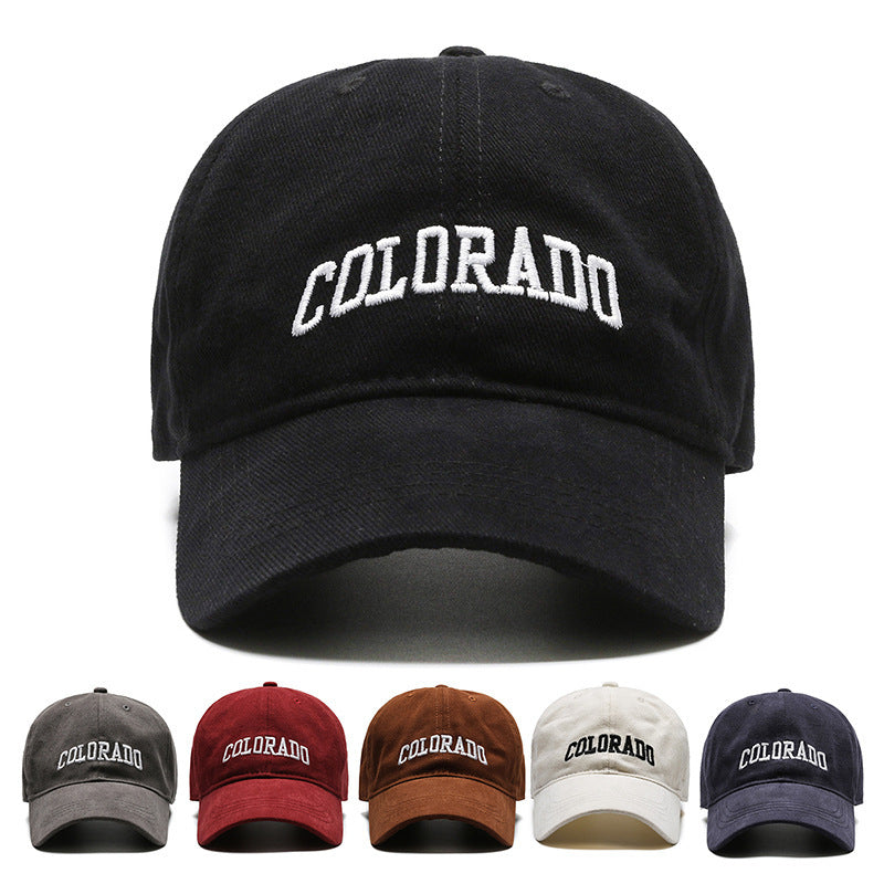 Colo Four Seasons Casual Retro Baseball Cap For Men And Women Korean Version Letter Embroidery Soft Top Brushed Face-Slimming Duckbill Cap