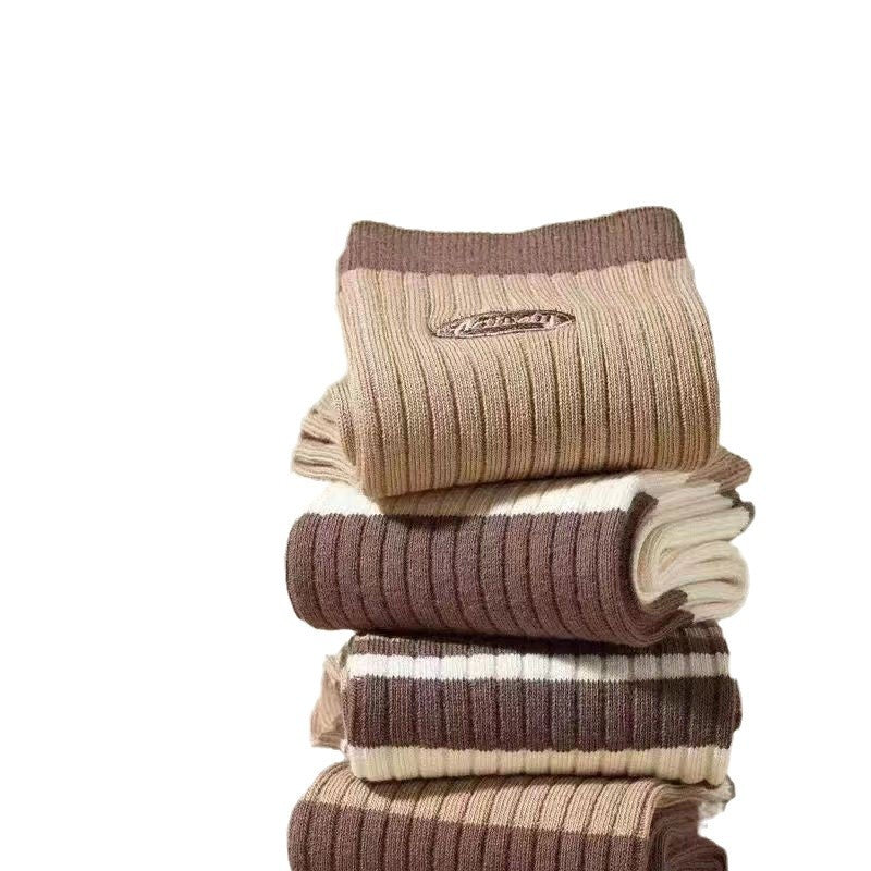 Xinjiang Cotton Socks Children's Autumn And Winter Maillard Mid-barrel Stacking Socks Anti-odor Sweat-absorbent Autumn Socks Long-barrel Heating Socks