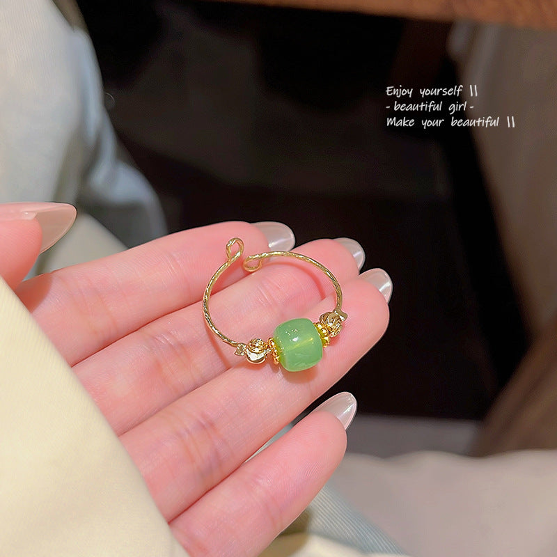 Little Red Book Popular New Chinese Style Imitation Chalcedony Ring Female Ins Trendy Cold Wind Open Adjustable Index Finger Ring