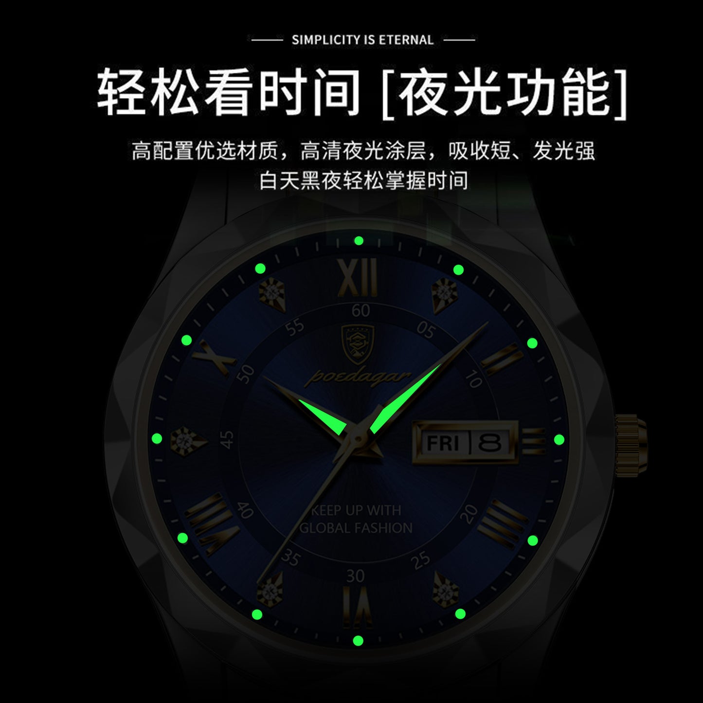 Genuine Goods Men's Watch Waterproof Luminous Fashion Business Watch Men's Double Calendar Quartz Watch Men's Watch