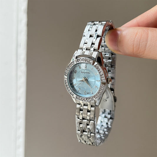 Doukou Watch Women's Small Fresh Blue Daisy Diamond Small Dial Exquisite Women's Watch Cross-Border Hot Selling Quartz Watch