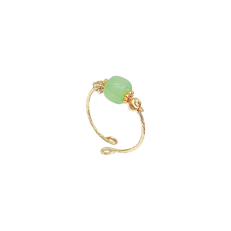 Little Red Book Popular New Chinese Style Imitation Chalcedony Ring Female Ins Trendy Cold Wind Open Adjustable Index Finger Ring